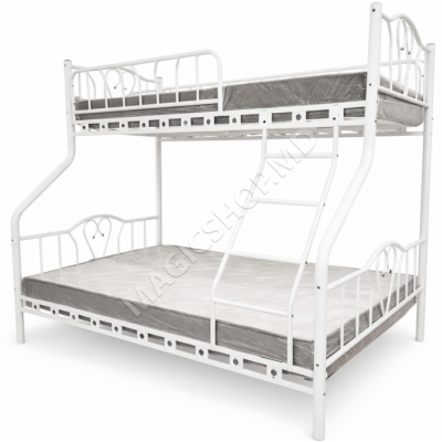 Pat 2 nivele Orkide Triple 90x200+140x200 cm alb, gri